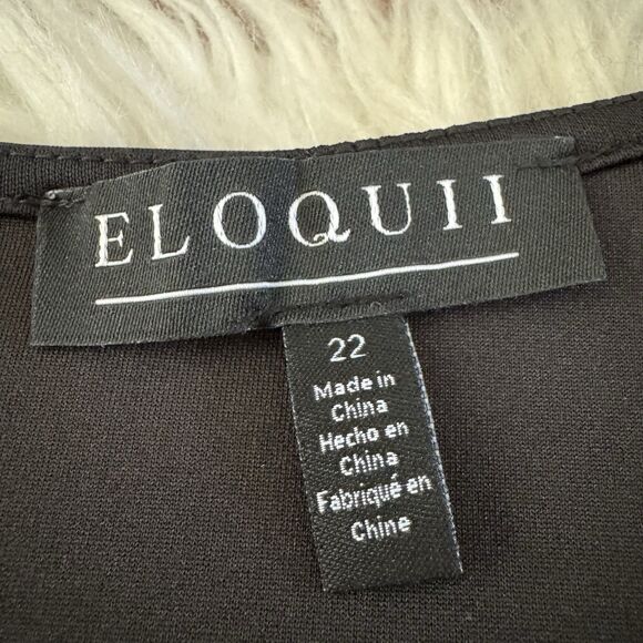 Eloquii Peplum Shirt Women’s Plus Size 22 Black Flare Sleeve Blouse Office NWT - Picture 7 of 13